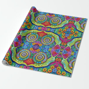 Cute snail mosaic wrapping paper