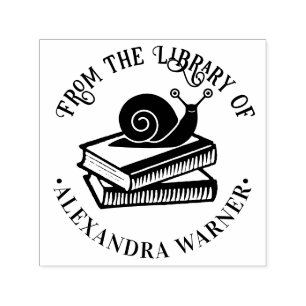 Cute Snail on Books Silhouette Library Book Name Self-inking Stamp