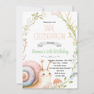 Cute snail party invitation
