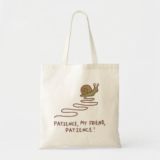 Cute Snail Patience Motivational Quote Tote Bag