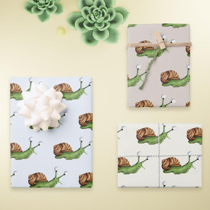 Cute Snail Pattern Wrapping Paper Sheet