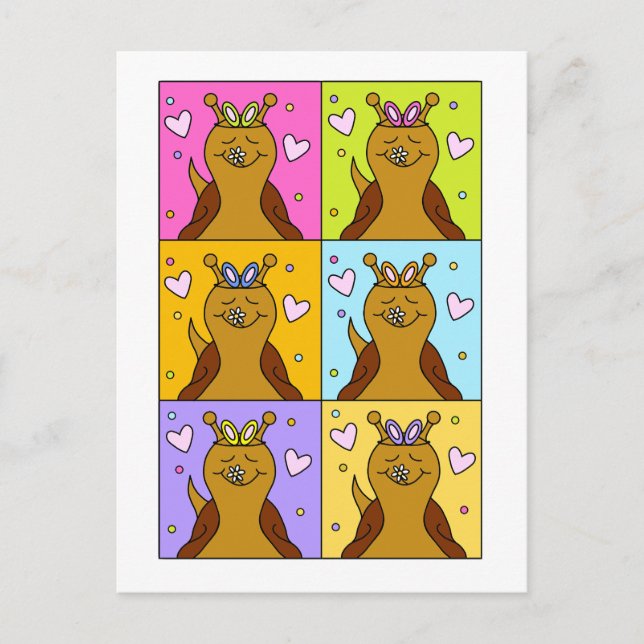 Cute Snail Pop Art Bunny Ears Easter | Holiday Postcard (Front)