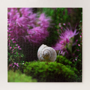 Cute Snail Purple Flowers Nature Jigsaw Puzzle
