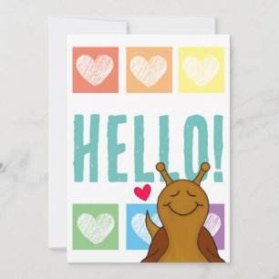 Cute Snail  Rainbow Heart Hello   Greeting  Card