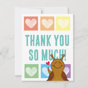Cute Snail Rainbow Heart Thank You   Card