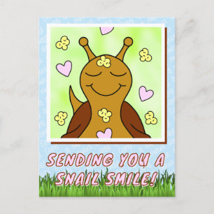 Cute Snail Sending Smile   Postcard
