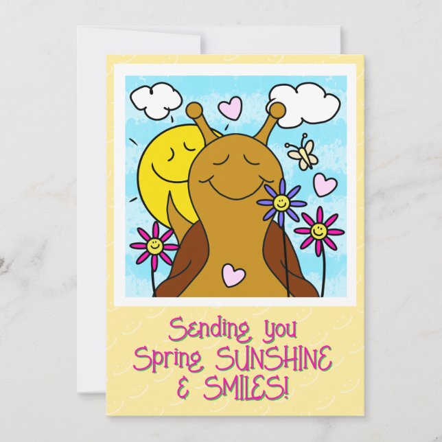 Cute Snail Sending Smiles Spring | Greeting Card (Front)