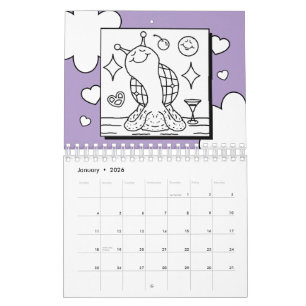 Cute Snail Small 2026 Coloring Calendar