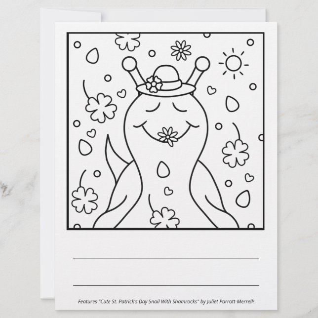 Cute Snail St Patricks Day | Colouring Page (Front)