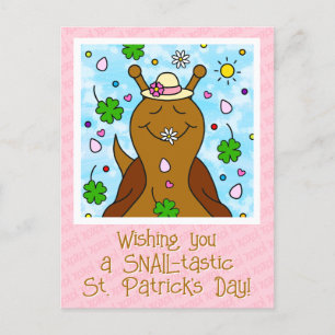 Cute Snail St Patricks Day    Holiday Postcard