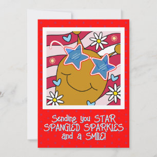 Cute Snail Star Spangled Smiles Fourth of July Holiday Card