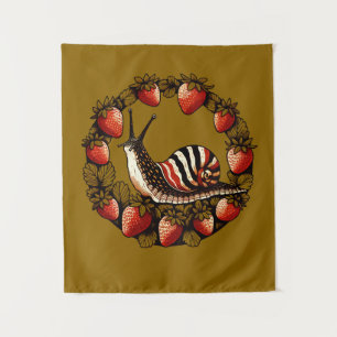 Cute Snail Strawberry Fruit Snails Art Snail Mail  Tapestry