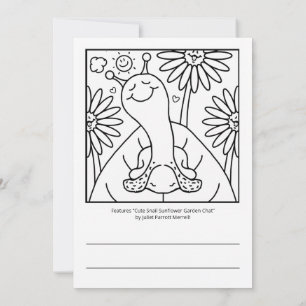 Cute Snail Summer Garden Chat Colouring Card