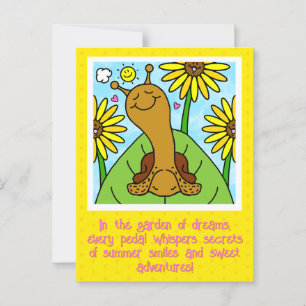 Cute Snail Summer Garden Chat Thinking Of You Postcard