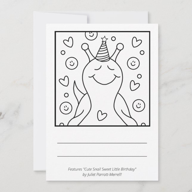 Cute Snail Sweet Little Birthday Colouring | Card (Back)