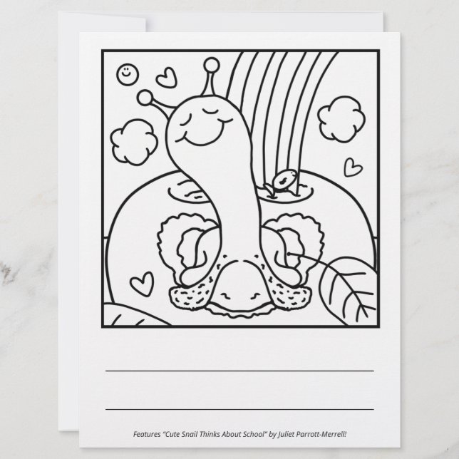 Cute Snail Teacher Appreciation Colouring Page (Front)