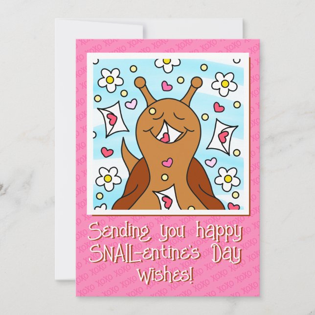 Cute Snail Valentines Day |  Holiday Card (Front)