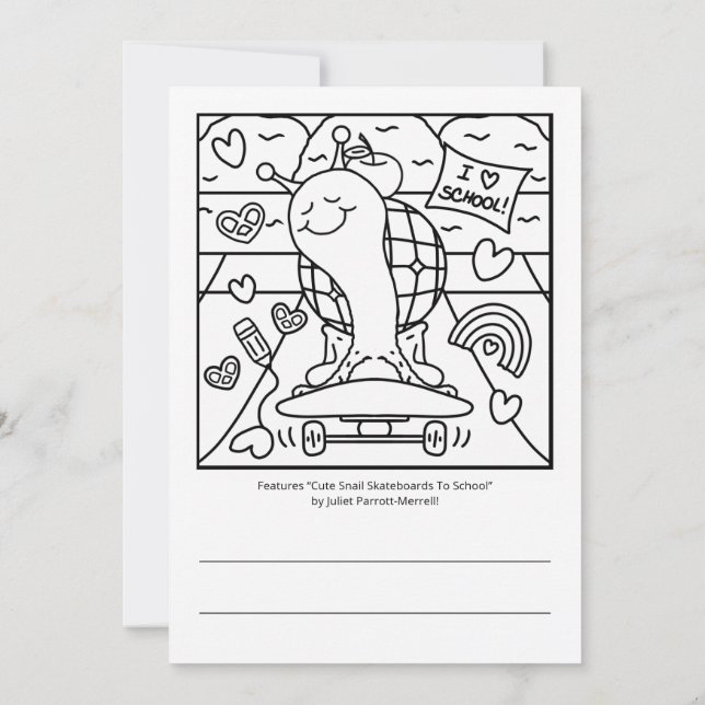 Cute Snail Watch Out Kindergarten Colouring  Card (Back)