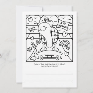 Cute Snail Watch Out Kindergarten Colouring Card