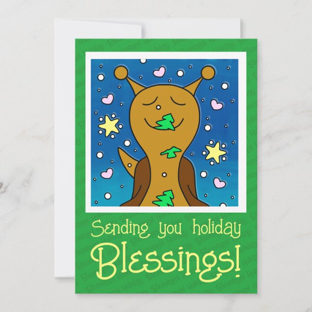 Cute Snail With Christmas Cookie |  Holiday Card (Front)