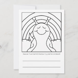 Cute Snail With Rainbow Day Coloring   Greeting Card