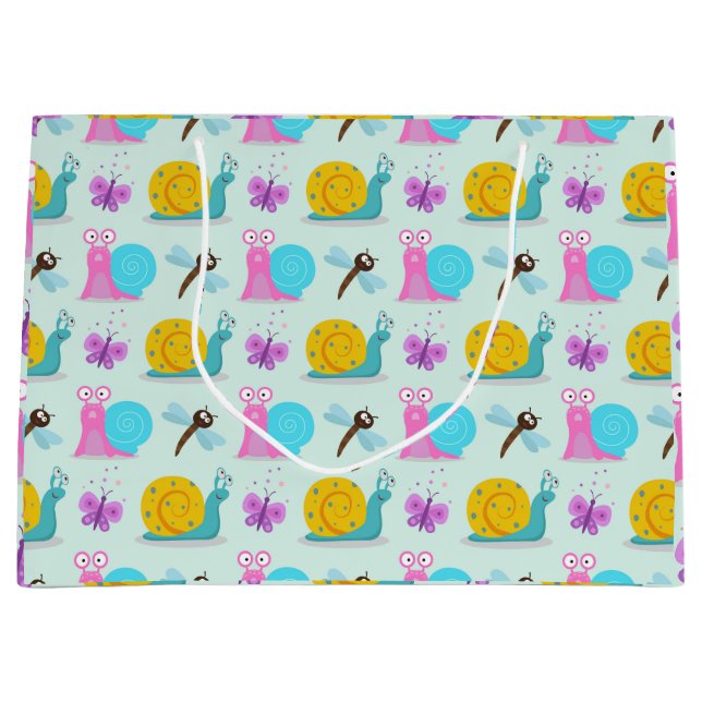 Cute Snails, Butterflies and Dragonflies  Large Gift Bag (Front)