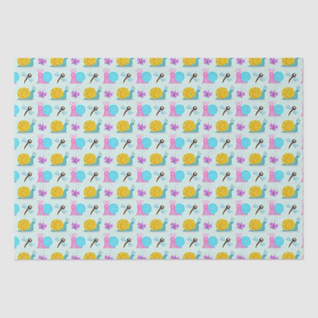 Cute Snails, Butterflies and Dragonflies  Tissue Paper (Front)