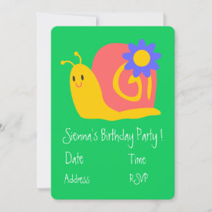 Cute snails girls cute birthday party invitation