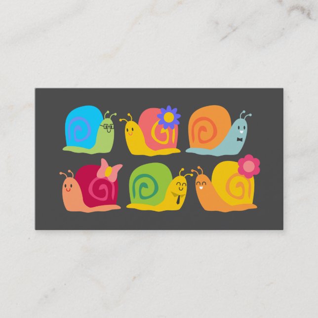 Cute snails kids online toys and books business business card (Front)