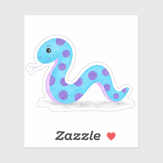 Cute Snake Cartoon in Blue Purple Spots Kawaii (Sheet)