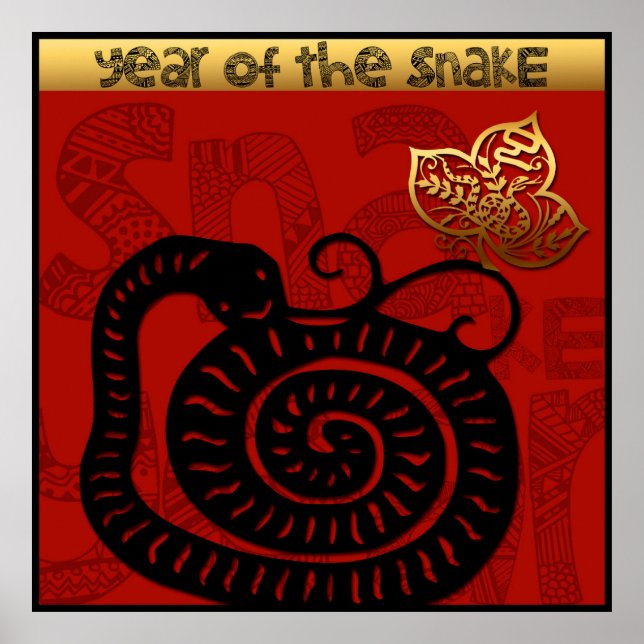 Cute Snake Chinese New Year Zodiac Birthday 40x40 Poster (Front)