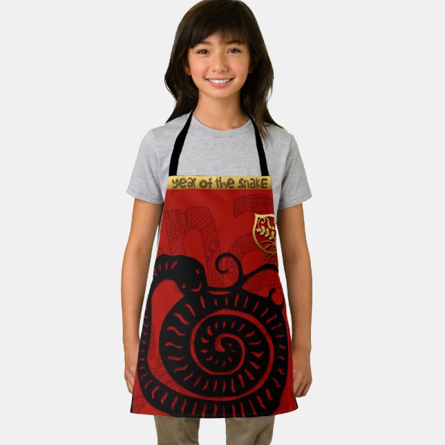Cute Snake Chinese New Year Zodiac Birthday KA Apron (Insitu)