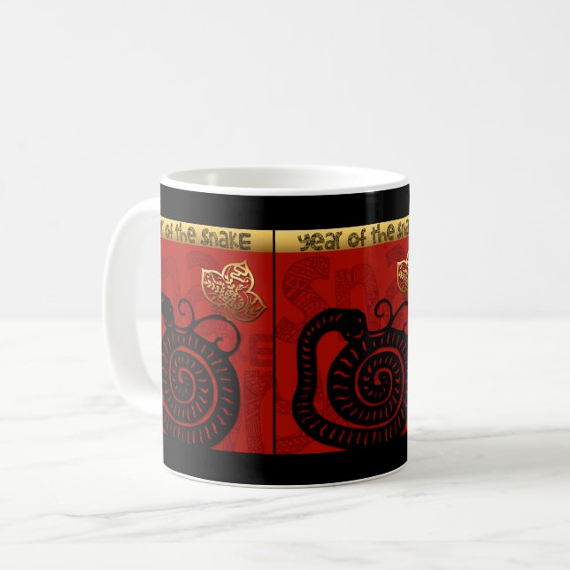 Cute Snake Chinese Year 2025 Zodiac Birthday 2TM Coffee Mug (Front Left)