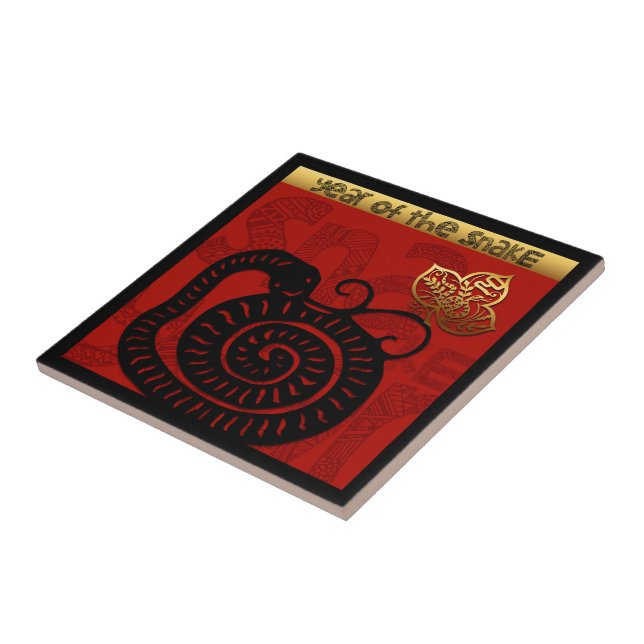Cute Snake Chinese Year Zodiac Birthday Square CT Tile (Side)