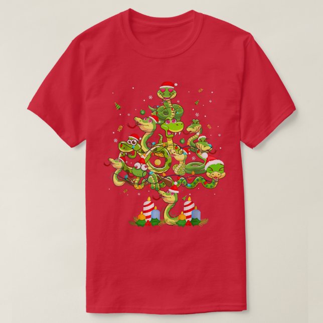 Cute snake christmas tree  T-Shirt (Design Front)