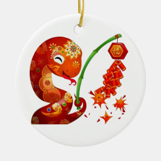 Cute Snake for China Lunar New Year 2025 Ceramic Tree Decoration