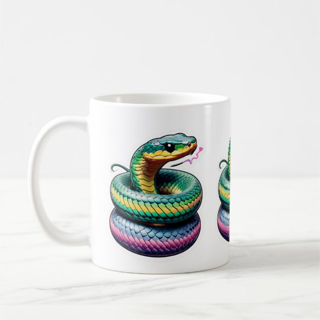 Cute Snake Illustration Coffee Mug (Left)