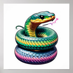 Cute Snake Illustration Poster