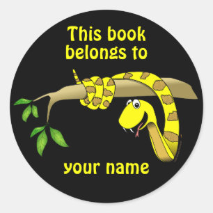 Cute Snake in a Tree Reptile Custom Bookplates Classic Round Sticker