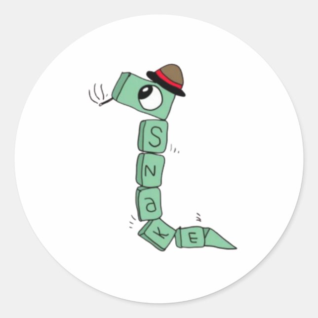 Cute Snake Squar Classic Round Sticker (Front)