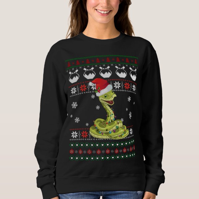 Cute Snake Ugly Sweater Christmas Light Pajama Gif (Front)