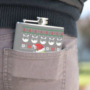 Cute Snake Ugly Sweater Christmas Light Pajama Hip Flask