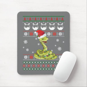 Cute Snake Ugly Sweater Christmas Light Pajama Mouse Mat
