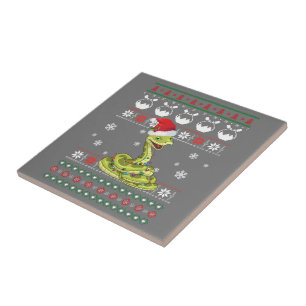 Cute Snake Ugly Sweater Christmas Light Pajama Tile