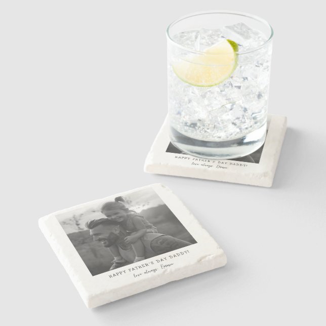 Cute Snapshot | Father's Day Personalised Photo Stone Coaster (Side)