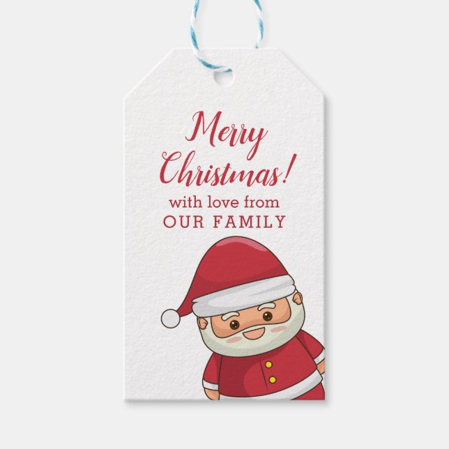 Cute Sneaking Santa Personalised Gift Tags (Front)