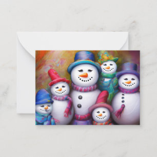 Cute snow family budget mini Christmas Card
