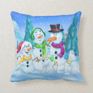 Cute snow family cartoon cushion