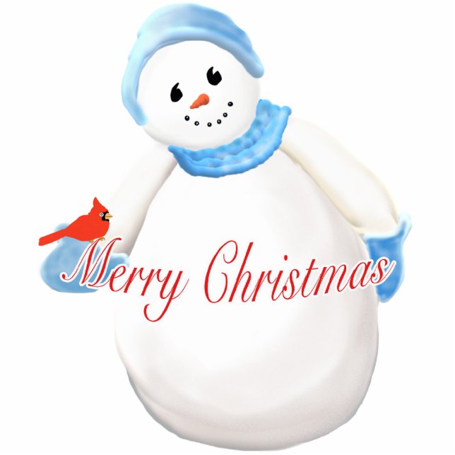 Cute Snow Girl Merry Christmas Ornament Photo Sculpture Decoration (Front)