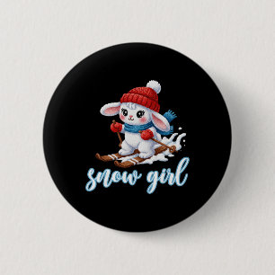 Cute Snow Girl Snow Bunny Ski Lover Winter Skiing 6 Cm Round Badge